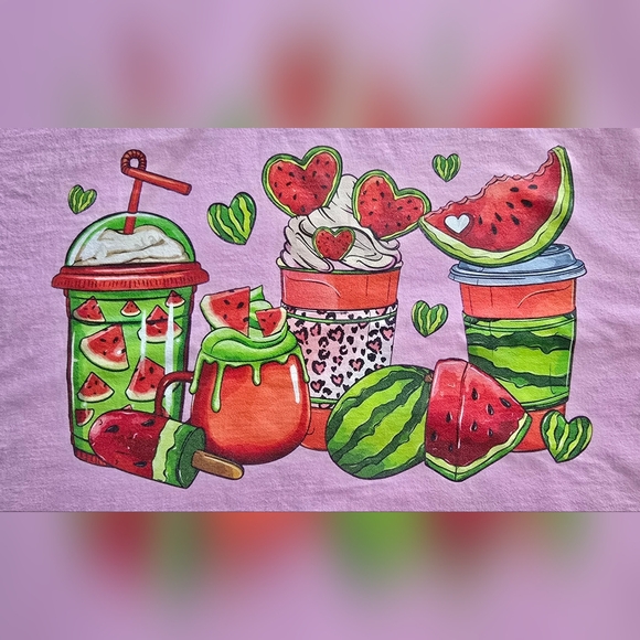🍉💕Port & Company Watermelon Graphic Tee XL Pink Cute Summer Fruit Drinks Shirt - Picture 3 of 8